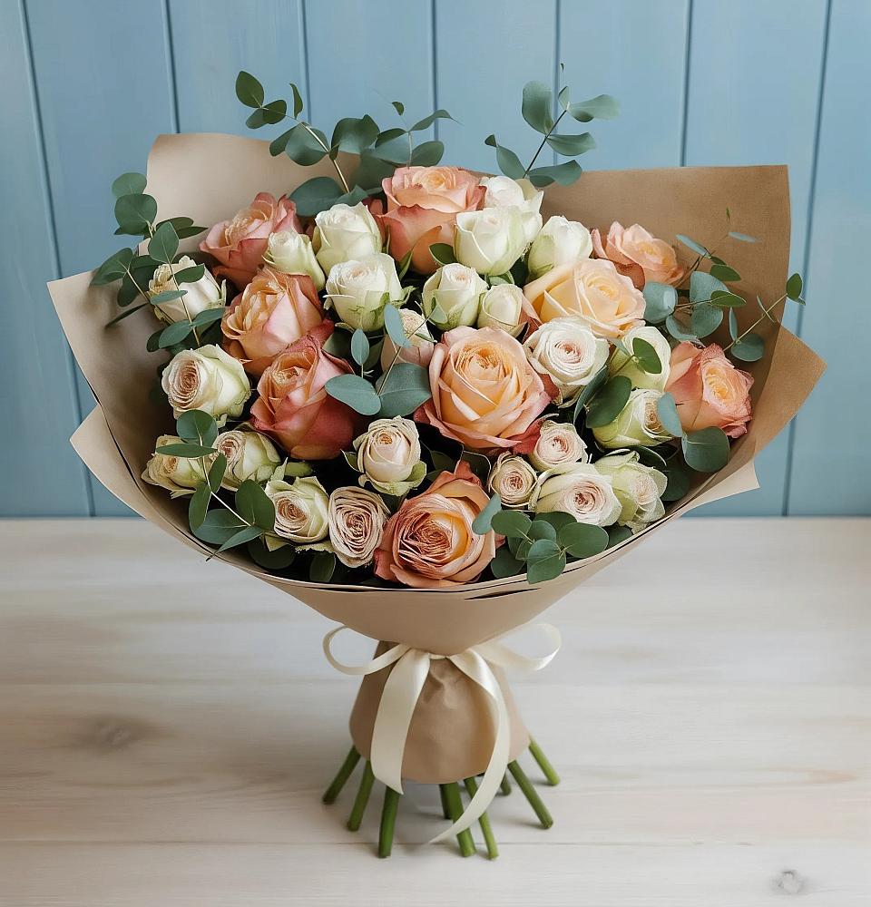 Букет цветов из: Альстромерии и Розы в Новой Ольховке