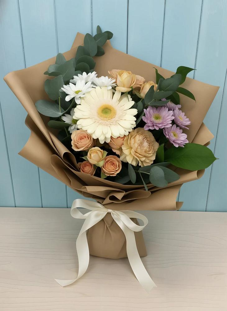 Букет цветов из: Герберы и Хризантемы в Новой Ольховке
