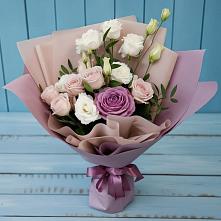 Букет цветов из:  Розы и Лизиантусы #REPLACE_PRED# Новой Ольховке