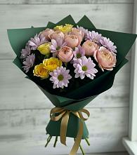 Букет цветов из:  Хризантемы и Розы в Новой Ольховке