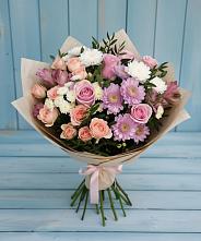 Букет цветов из:  Хризантемы, Розы и Альстромерии #REPLACE_PRED# Новой Ольховке