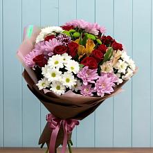 Букет цветов из:  Розы, Хризантемы и Альстромерии в Новой Ольховке