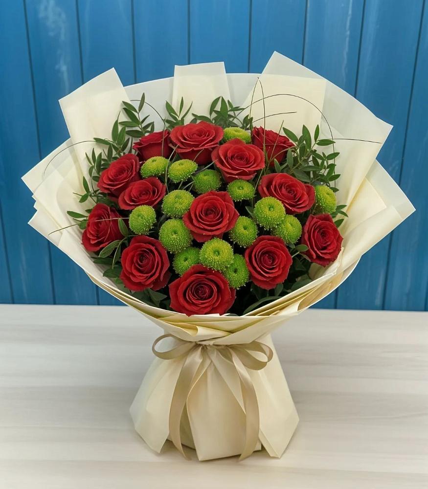 Букет цветов из: Розы и Хризантемы в Новой Ольховке